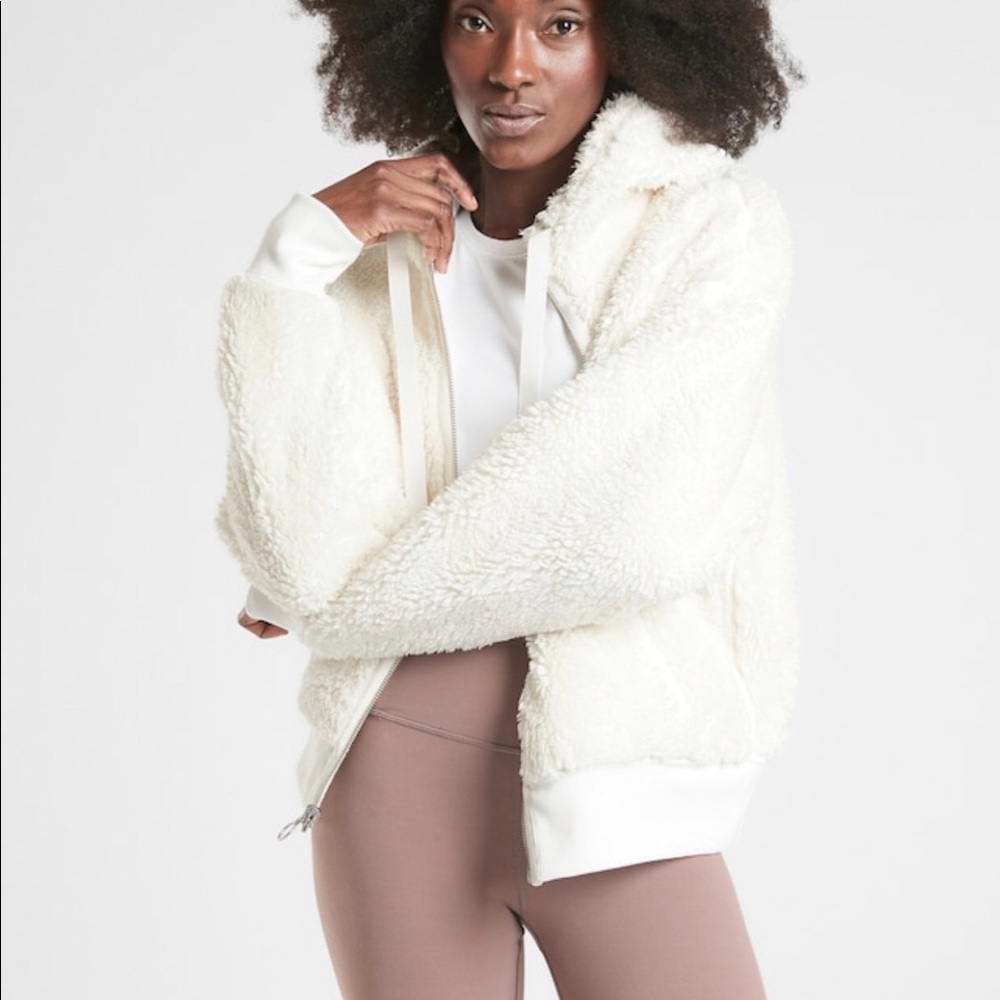 NWT Athleta Cozy Sherpa Reversible Jacket White - Picture 3 of 16